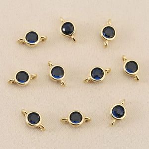 Macro view of 18k gold plated circular zircon connector charms for jewelry making