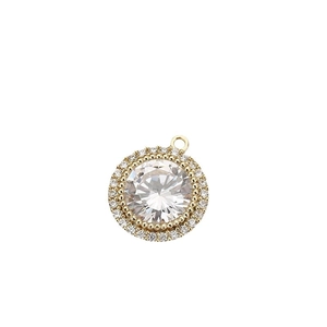Vintage gold-plated copper pendant with large round crystal and pavé sparkling stones