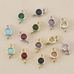 18k gold plated birthstone connector charms with double loops for DIY jewelry making