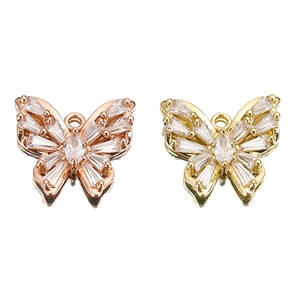 Pendentifs papillons en or et or rose sertis de zircons pour la création de bijoux DIY