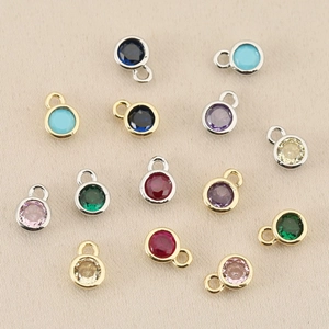 Runde 18 Karat vergoldete Geburtsstein-Anhänger mit bunten Zirkonia für DIY-Schmuck