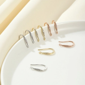 Micro-inlaid zircon ear hooks in gold, silver and rose gold for DIY jewelry making