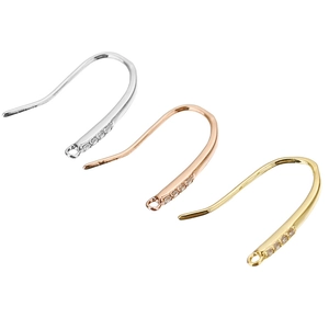 18K gold plated U-shaped ear hooks with micro-pave cubic zirconia for DIY jewelry making