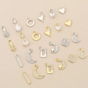 18K Gold Plated Copper Moon Star Heart Pineapple Charms Tiny Zirconia Inlaid DIY Jewelry Pendants For Women Making Accessories