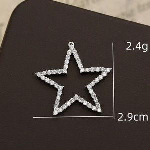 Pendentif étoile en or 18K avec serti micro-pavé de zircons, accessoire vintage de 2,9 cm