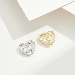 Eleganti ciondoli a cuore vintage in oro e argento con zirconi per creazioni di gioielli