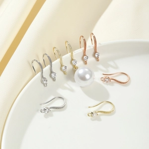 Copper Rhinestone Earring Hooks For DIY Jewelry Making Accessories High Quality Electroplated Earring Findings Parts