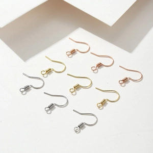 Ganchos para Pendientes de Cobre Chapado en Oro 18K Alambres de Gancho con Espiral y Lazo para Fabricación de Joyas DIY Accesorios Hechos a Mano