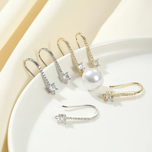 Ganchos para Pendientes de Cobre Chapados en Oro de 18K Con Strass Pave Hallazgos para la Fabricación de Joyas DIY Componentes de Alambre para Pendientes de Mujer