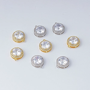 Pendentif Halo Rond en Cuivre Plaqué Or 18K avec Strass pour la Fabrication de Bijoux DIY Collier Bracelet