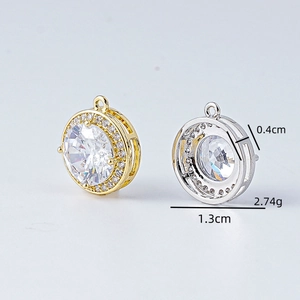 Pendentif halo en plaqué or 18K avec zircons micro-pavés pour création de bijoux DIY