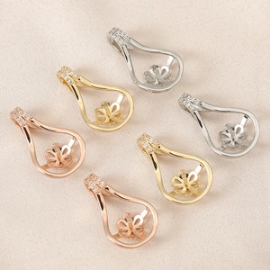 Kupfer Wassertropfen Anhänger Ohne Perle Für DIY Schmuckherstellung Eingelegter Strass Gold Silber Roségold Galvanisierter Anhänger
