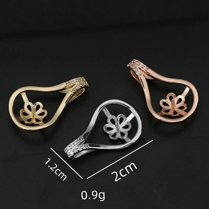 Schmuck DIY 18K Gold Anhänger Basis für Perlenohrringe in drei Farben mit Zirkonia Besatz