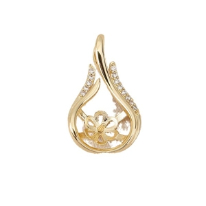 18K vergulde druppelvormige hanger met zirkoon en bloemzetting voor DIY sieraden maken
