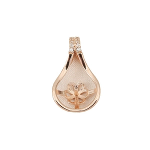 Anhängeröse aus 18K Roségold für Perlen-DIY mit kleiner Blumenfassung und Diamant-Akzent