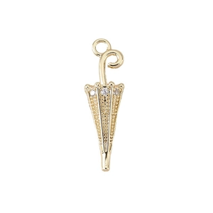 18K gold plated copper umbrella pendant with sparkling cubic zirconia for DIY jewelry