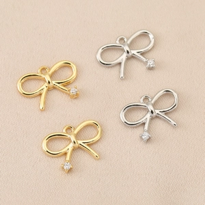 Colgante DIY de Lazo de Cobre Bañado en Oro de 18K Plata Con Zirconia Para Fabricación de Collares Pendientes Bisutería