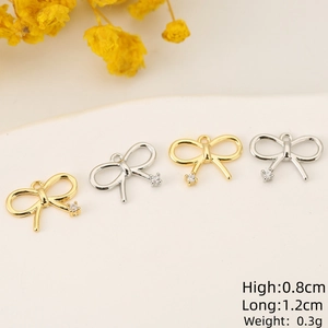 Colgantes de lazo chapados en oro 18K con circonitas para creación de joyas y collares