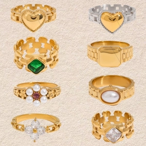 Edelstahl Ring Für Damen Mode Zirkonia Künstliche Perle Herz Blume Design Wasserdicht Hypoallergen Schmuck Geschenk