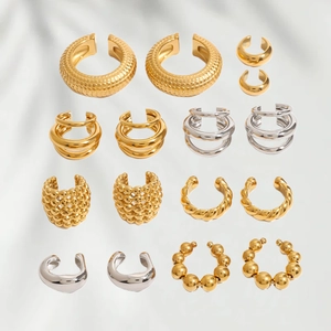 Ear Cuffs in Acciaio Inossidabile Orecchini Senza Buco Placcati Oro Argento Clip Geometriche Ipoallergenici Gioielli Donna