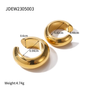 Ear cuff a forma di C in acciaio inossidabile dorato lucido per orecchie senza buco, gioielli