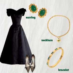Vintage Stainless Steel Emerald Green Stone Jewelry Set Heart Cross Pendant Necklace Gold Plated Earrings For Women