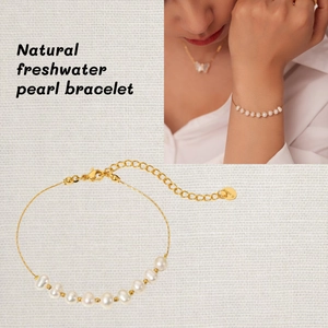 18K Vergoldetes Edelstahl Süßwasserperlen Armband Für Damen Elegantes Kettenarmband Schmuck Geschenk Für Sie