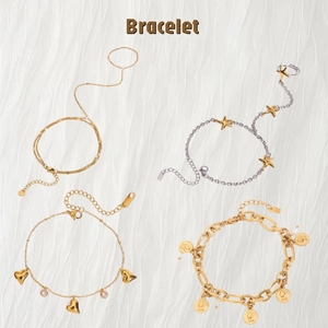 Bracelets bagues élégants en acier inoxydable et bijoux pendentifs pièces pour femmes