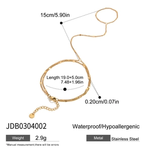 Bracelet bague minimaliste en acier inoxydable doré avec chaîne réglable pour femmes
