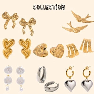 Edelstahl Schleife Herz Ohrstecker Gold Silber Zirkon Künstliche Perle Anhänger Ohrringe Valentinstag Schmuck Für Damen