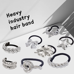 Set of 8 stainless steel hair bands featuring silver butterfly and star motifs