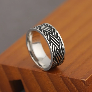 Vintage Legierung Twist Braid Muster Ring Für Herren Damen Industrieller Minimalistischer Gerippter Gitterstruktur Band Ring Schmuck