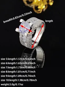 Gedetailleerde maattabel voor luxe zilveren ring met breedte en binnendiameter in cm en inch