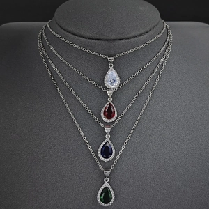 Collier Pendentif Goutte d'Eau en Zircon Taille Poire Pour Femmes Bijoux De Luxe Incrustés de Strass Halo Chaîne en O Cadeau Pour Mariage Fête