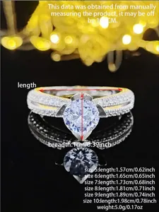 Detailed size chart showing dimensions and US ring sizes 5 to 10 for the floral ring
