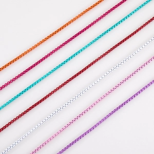 Vibrant colorful box chains in stainless steel for DIY jewelry making accessories