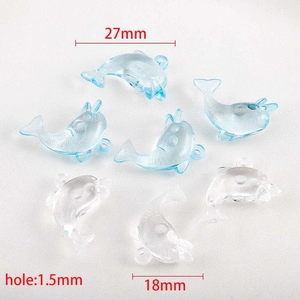 Blue and clear dolphin resin pendants for DIY jewelry making 27mm 18mm size