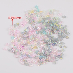 Mix of 5.5x8.5mm iridescent resin lip charms for nail art and DIY jewelry making