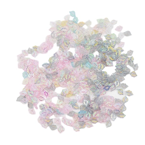 Holographic laser lip nail art sequins and colorful DIY slime charms in mixed macaron tones