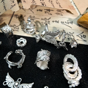 Set gioielli vintage in lega d'argento con motivi drago farfalla e ali per fai da te