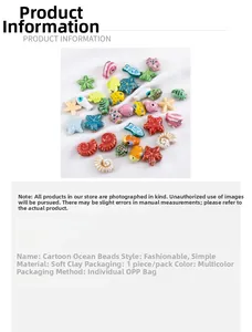 Macro shot of colorful polymer clay ocean beads including starfish and sea turtles