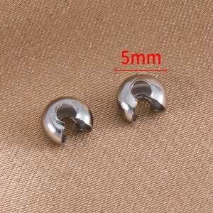 Silver 5mm moon-shaped bead tip knot cover for DIY jewelry making and bracelet repairs
