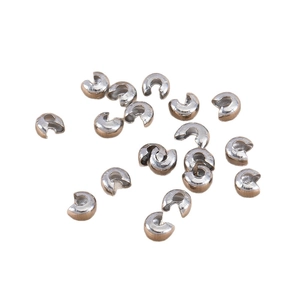 Polished 4mm silver metal crescent moon crimp bead covers for DIY jewelry bracelet making