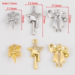 Pendentifs étoile coeur nœud avec strass pour création bijoux DIY doré et argent