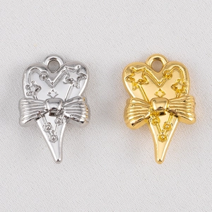 Pendentifs bijoux DIY en forme de cœur avec nœuds en métal finitions or et argent