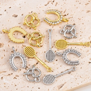 Pendentifs raquette de tennis et bretzel avec strass pour création de bijoux DIY