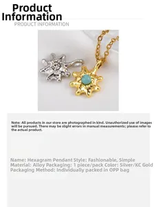 Close-up of hexagonal star alloy charms with inlaid stones for DIY jewelry making