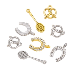 Pendentifs en alliage avec raquette de tennis et bretzel pour bijoux DIY