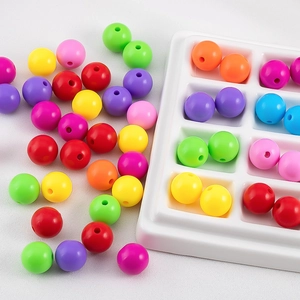Bunte 12 mm Acryl-Rundperlen mit geradem Loch für DIY-Schmuck und Handyketten