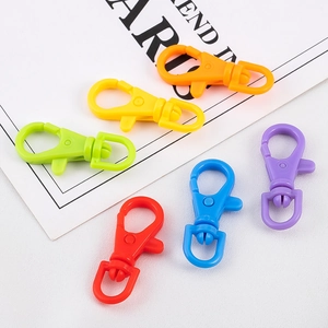 Colorful plastic lobster clasps for DIY keychain accessories in six vibrant shades